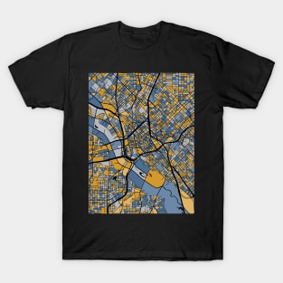 Dallas Map Pattern in Blue & Gold T-Shirt